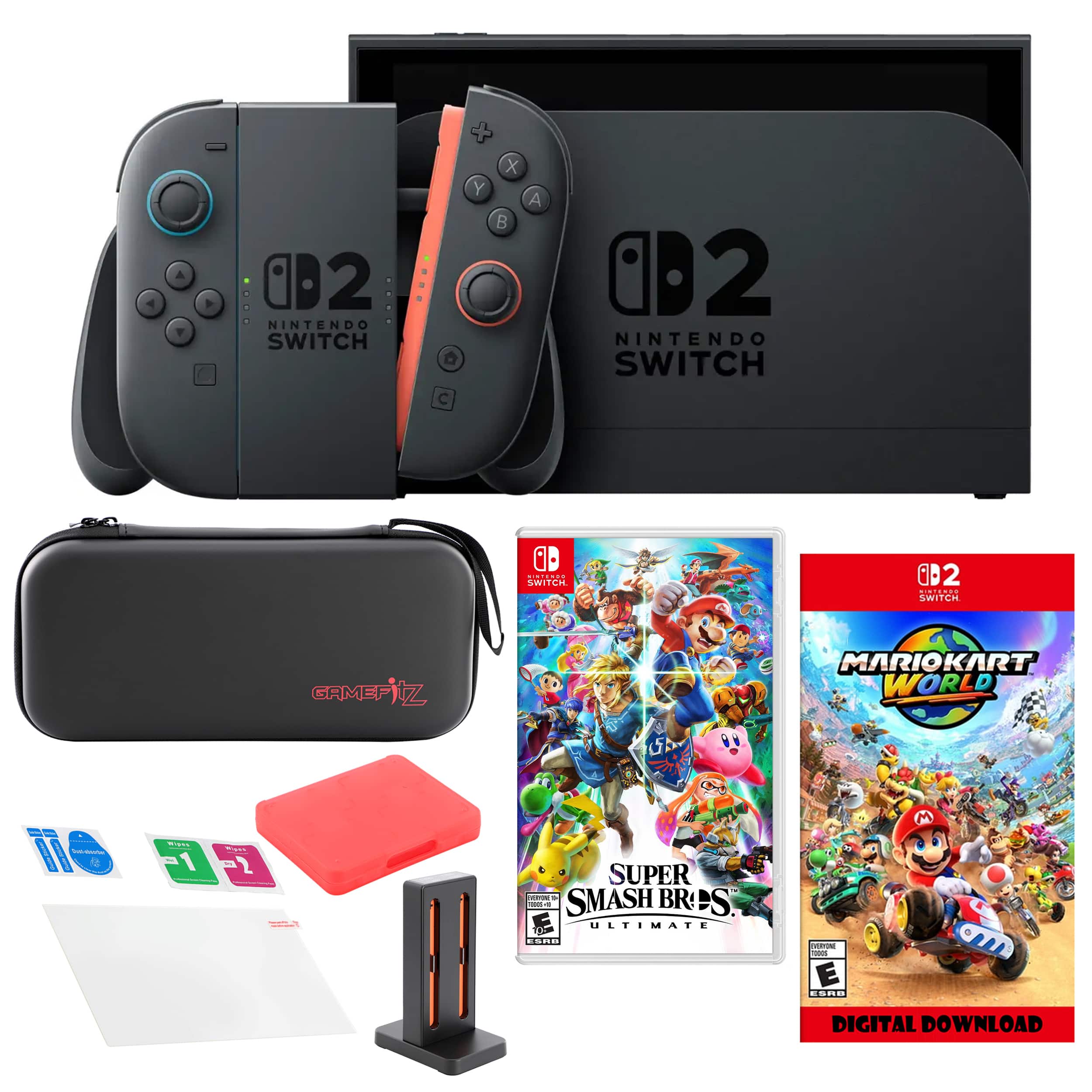 Switch 2 MarioKart with Smash Bros & Accessories Kit - Nintendo Switch 2